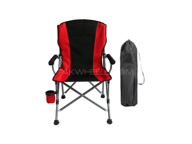 Zingfix Portable Folding Chair – Ideal for Travel & Camping (Red-Black) Image-1
