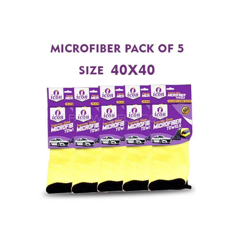Icon Plus Microfiber Cloth Bundle 40x40 - 600 GSM - Pack Of 5 Image-1