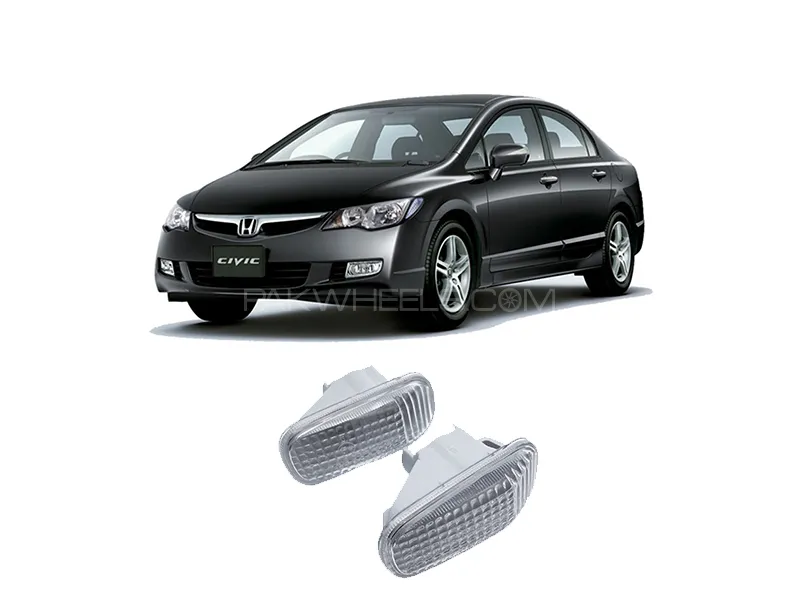 Honda Civic Reborn Fender Light Indicator White 2pc Image-1