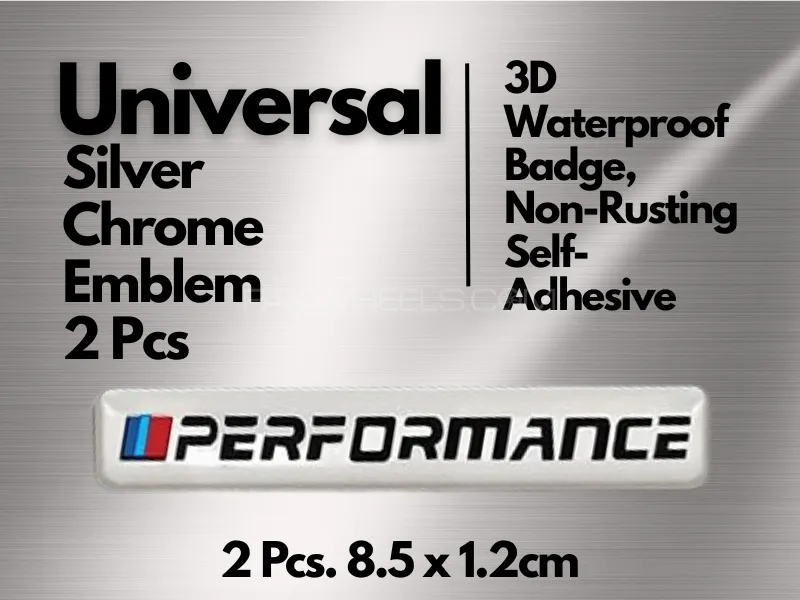 Performance Logo for Car and Bike, 3D Chrome Silver Emblem Image-1