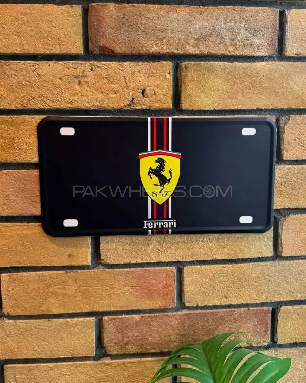 Ferrari Logo Metal Licence Plate (Black) Image-1