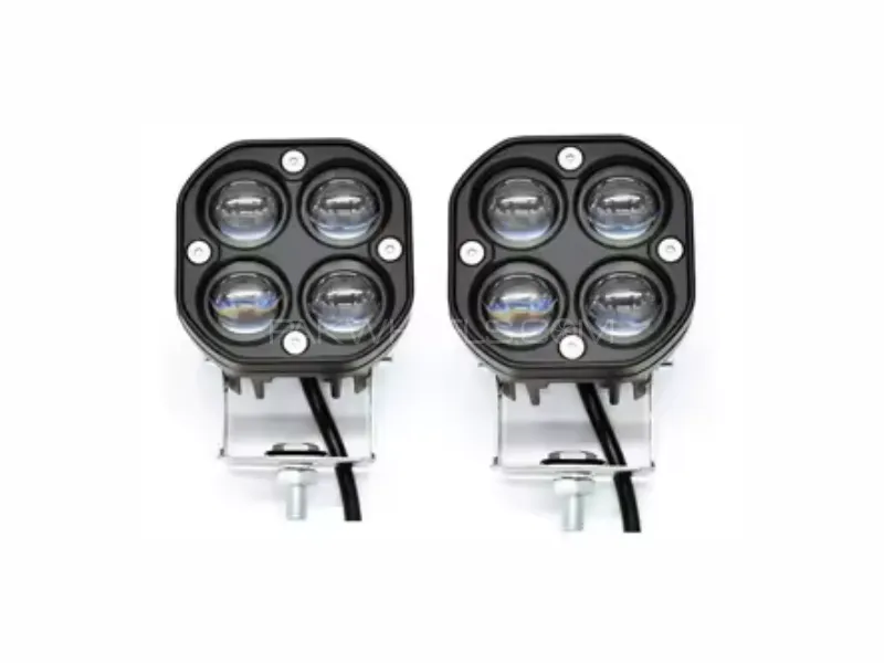 Dual-Color 4 Lens Projector LED Fog Lights (PAIR) – White/Yellow with Flasher Function Image-1