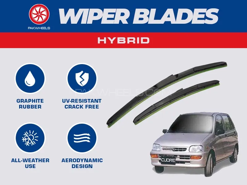 PakWheels Hybrid Wiper Blades For Daihatsu Cuore Image-1