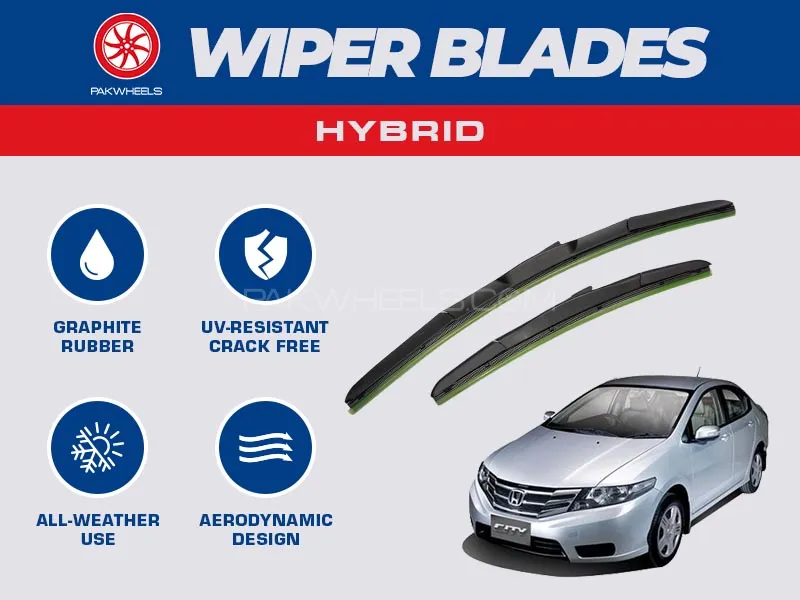 PakWheels Hybrid Wiper Blades For Honda City 2009 - 2020 Image-1