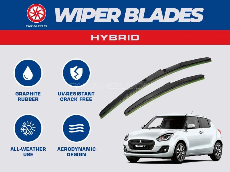 PakWheels Hybrid Wiper Blades For Suzuki Swift 2022 - 2025 Image-1