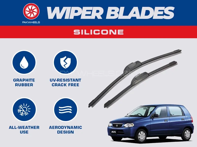 PakWheels Silicon Wiper Blades For Suzuki Alto 2005 - 2018 Image-1