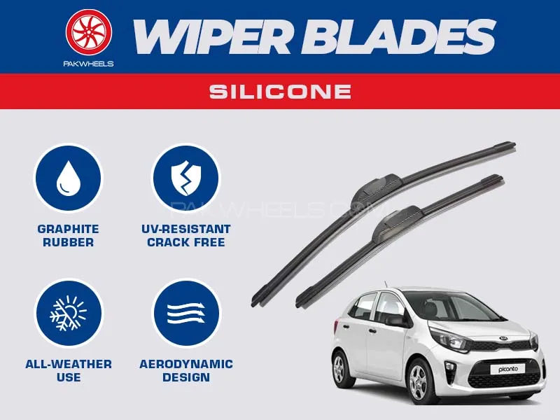 PakWheels Silicon Wiper Blades For Kia Picanto Image-1