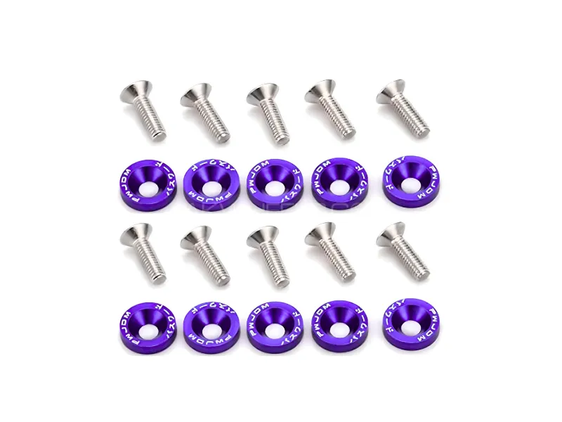 JDM Style Aluminum Washers – Pack of 10 (Purple) Image-1