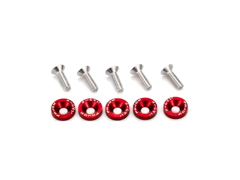 JDM Style Aluminum Washers – Pack of 5 (Red) Image-1