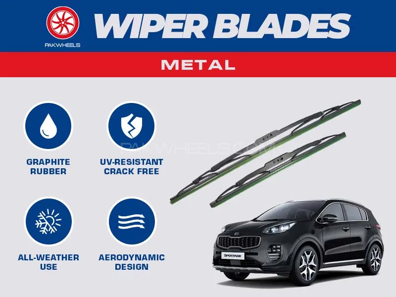 PakWheels Metal Wiper Blades For Kia Sportage Image-1