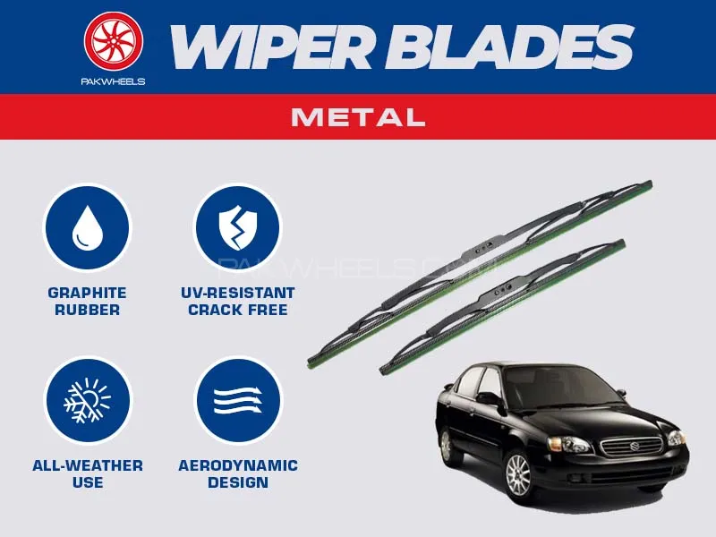 PakWheels Metal Wiper Blades For Suzuki Baleno Image-1