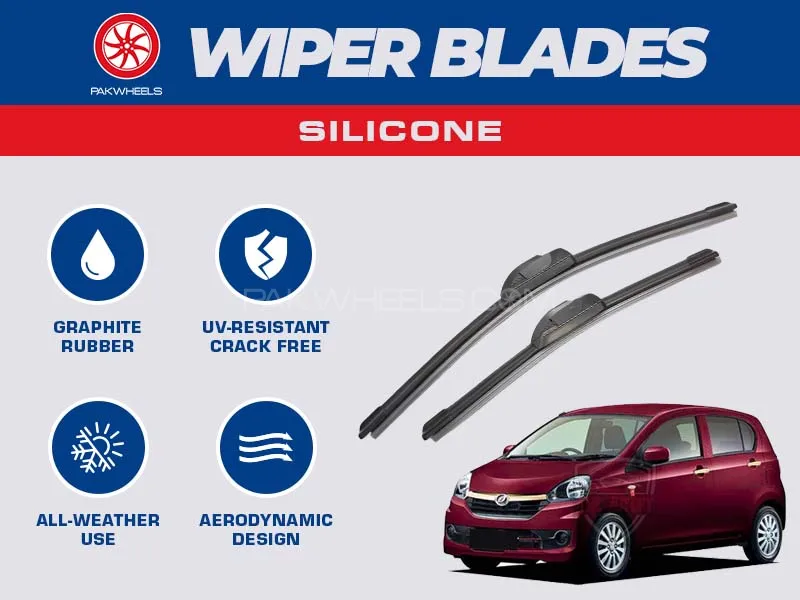 PakWheels Silicon Wiper Blades For Daihatsu Mira 2013 - 2017 Image-1