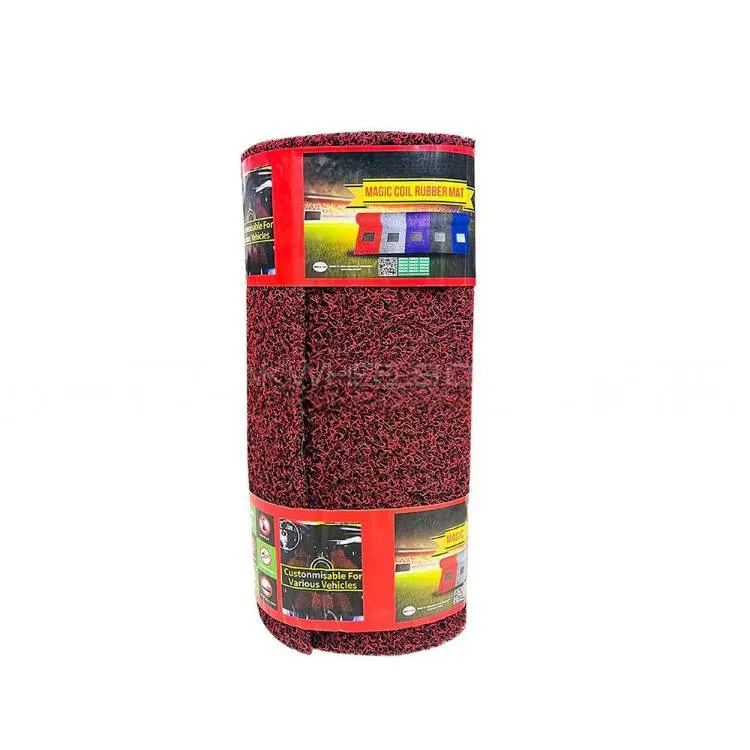 Universal Car Grass Floor Mats In Roll Custom Fitting Premium Quality - Red & Black Image-1