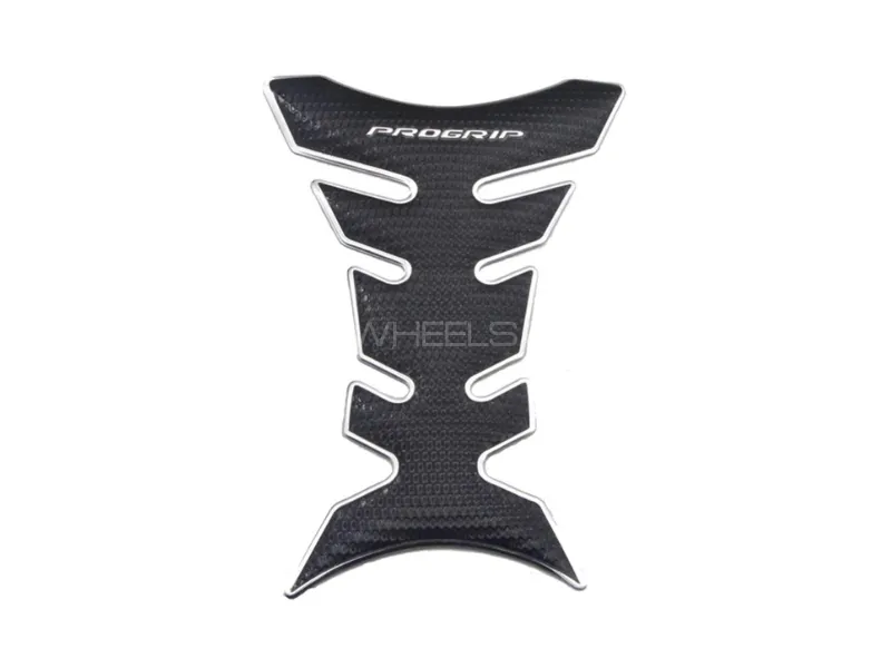 Universal Carbon Fiber with Silver Border Tank Pad – Peel & Stick Fuel Tank Protector Image-1