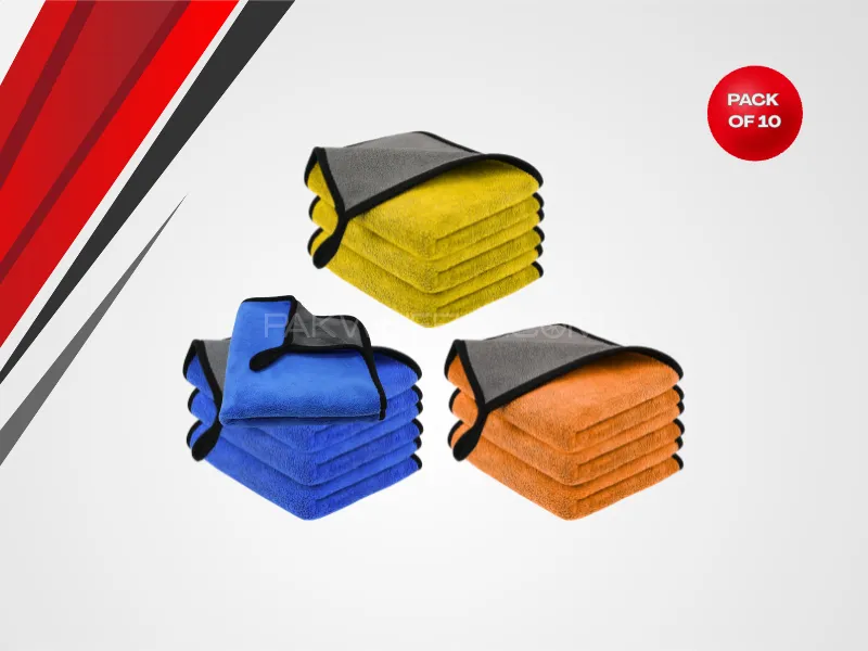 Microfiber Towel 800GSM – Pack of 10 (Ultra-Thick Professional Detailing Towels) Image-1