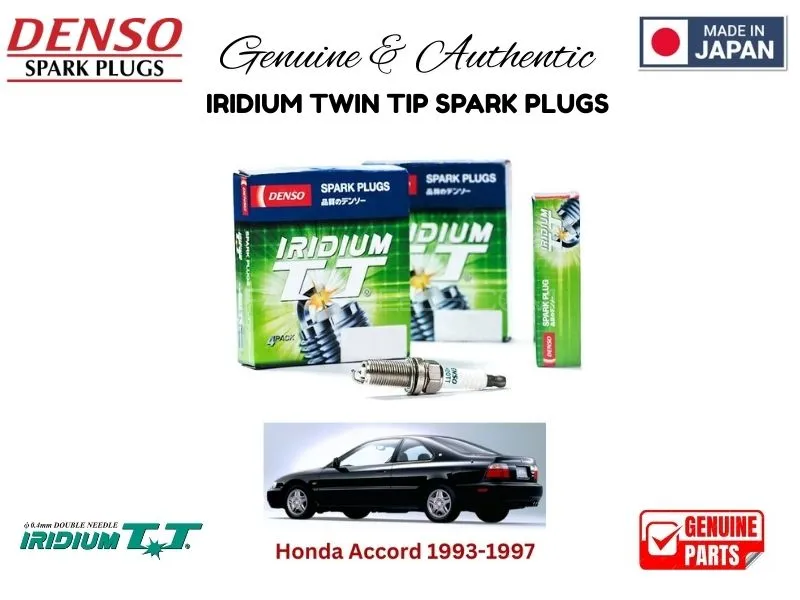 Honda Accord 1993-1997 DENSO IRIDIUM TWIN TIP SPARK PLUGS 4 Pieces - MADE IN JAPAN Image-1