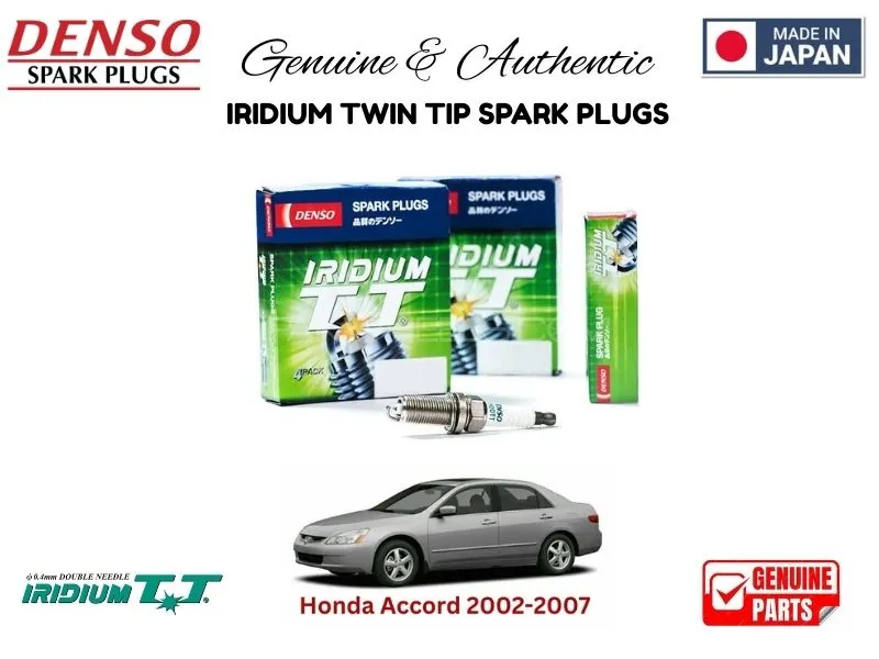 Honda Accord 2002-2007 DENSO IRIDIUM TWIN TIP SPARK PLUGS 4 Pieces - MADE IN JAPAN Image-1