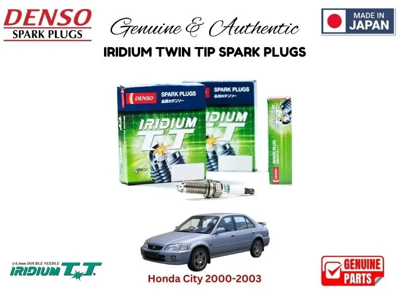 Honda City 2000-2003 DENSO IRIDIUM TWIN TIP SPARK PLUGS 4 Pieces - MADE IN JAPAN Image-1