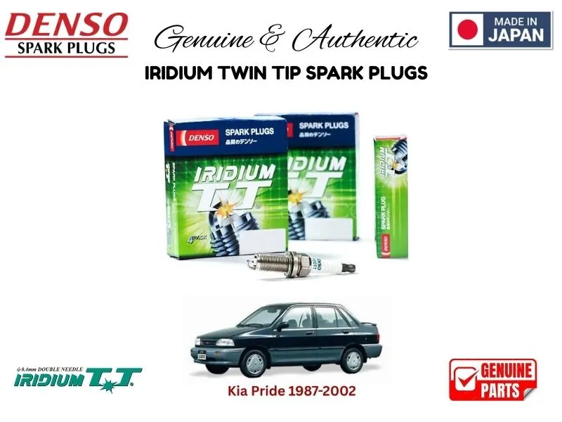 KIA Pride 1987-2002 DENSO IRIDIUM TWIN TIP SPARK PLUGS 4 Pieces - MADE IN JAPAN Image-1