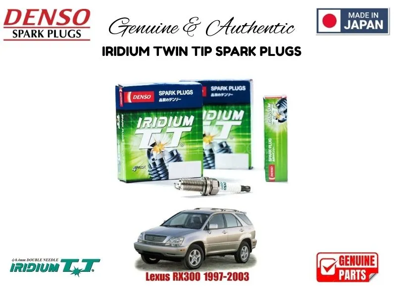 Lexus RX300 1997-2003 DENSO IRIDIUM TWIN TIP SPARK PLUGS 4 Pieces - MADE IN JAPAN Image-1