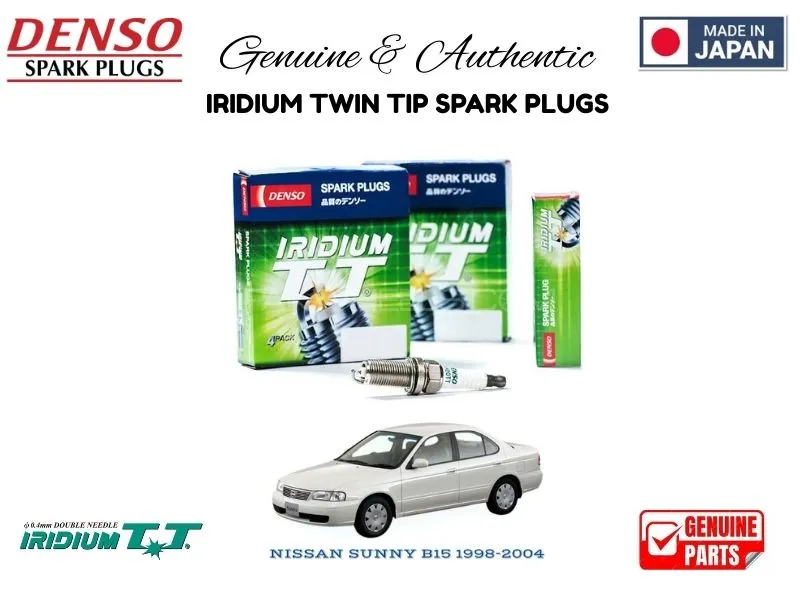 Nissan Sunny B15 1998-2004 DENSO IRIDIUM TWIN TIP SPARK PLUGS 4 Pieces - MADE IN JAPAN