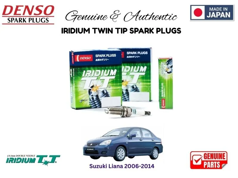 Suzuki Liana 2006-2014 DENSO IRIDIUM TWIN TIP SPARK PLUGS 4 Pieces - MADE IN JAPAN Image-1