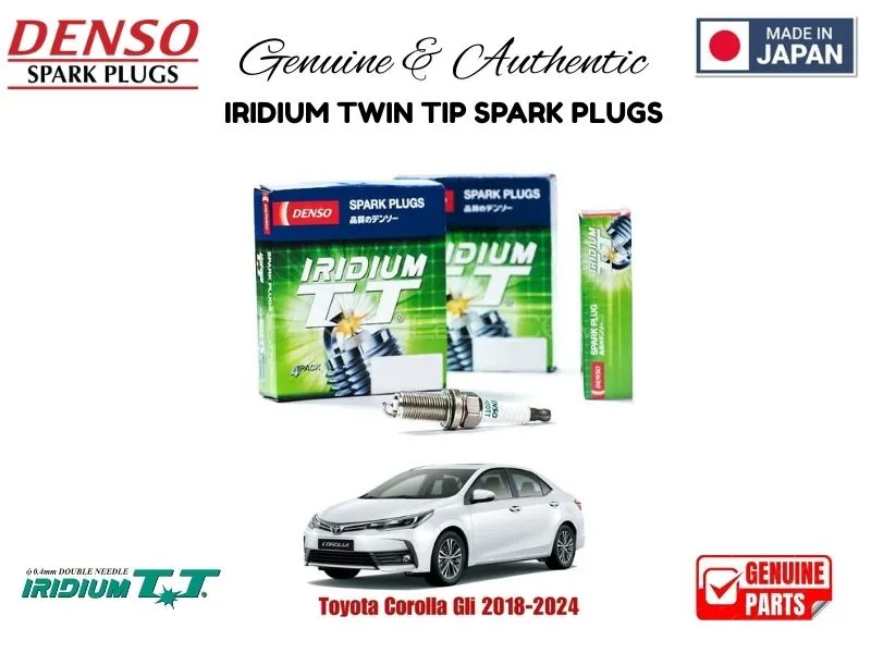 Toyota Corollla Gli 2018-2024 DENSO IRIDIUM TWIN TIP SPARK PLUGS 4 Pieces - MADE IN JAPAN Image-1