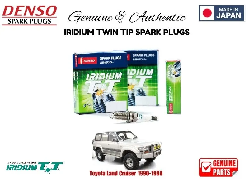 Toyota Land Cruiser 1990-1998 DENSO IRIDIUM TWIN TIP SPARK PLUGS 4 Pieces - MADE IN JAPAN Image-1