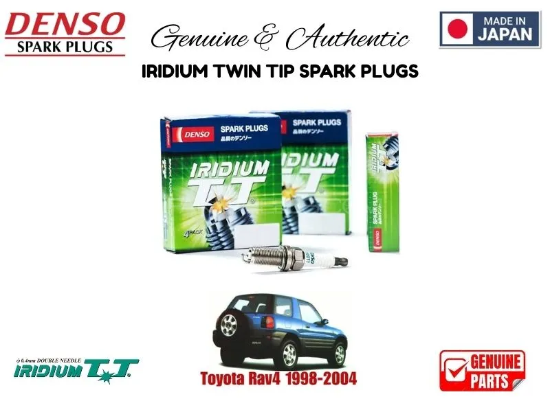 Toyota Rav4 1998-2004 DENSO IRIDIUM TWIN TIP SPARK PLUGS 4 Pieces - MADE IN JAPAN Image-1