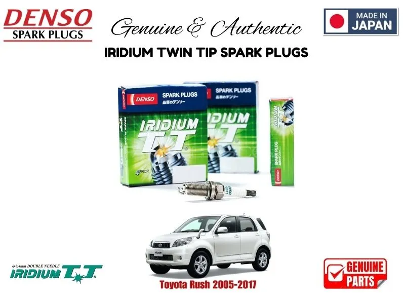 Toyota Rush 2005-2017 DENSO IRIDIUM TWIN TIP SPARK PLUGS 4 Pieces - MADE IN JAPAN Image-1