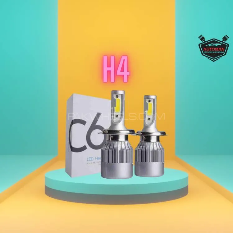 C6 LED Headlight Bulb 36W/3800LM – H4 Bulb, Super Bright & Secure Grip Design Image-1