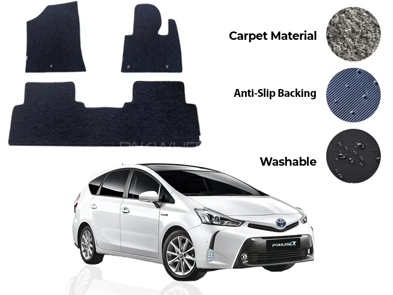 Toyota Prius Alpha Genuine Fitting Carpet Floor Mat 3PCS - Model 2011-2021 Image-1