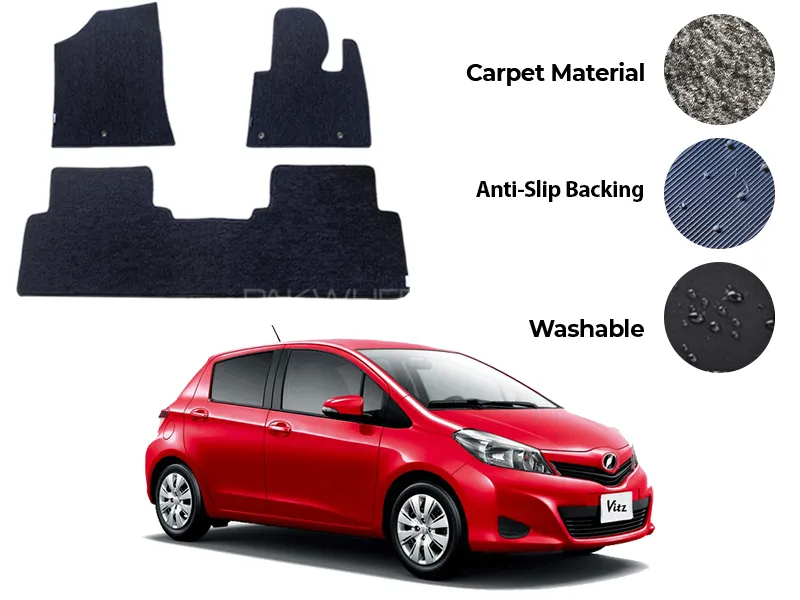 Toyota Vitz Genuine Fitting Carpet Floor Mat 3PCS - Model 2005-2011 Image-1