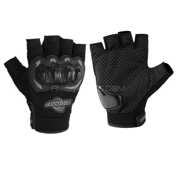 Universal Motorbike Gloves Half Finger Knight Riding Gloves 2 Pcs Set Image-1