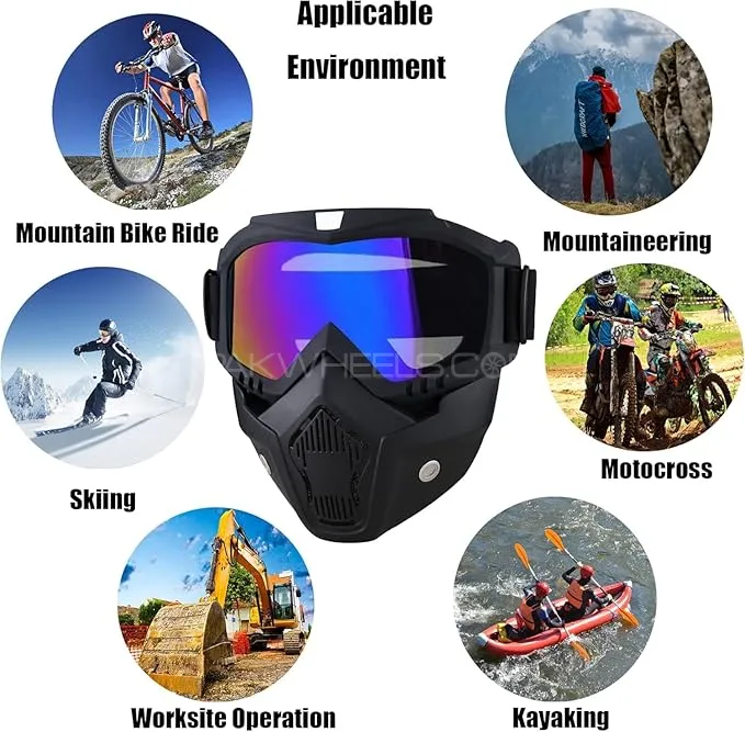 Universal UV Protection Face Mask With Transparent Glasses For Bike Riding 1 Pc Image-1