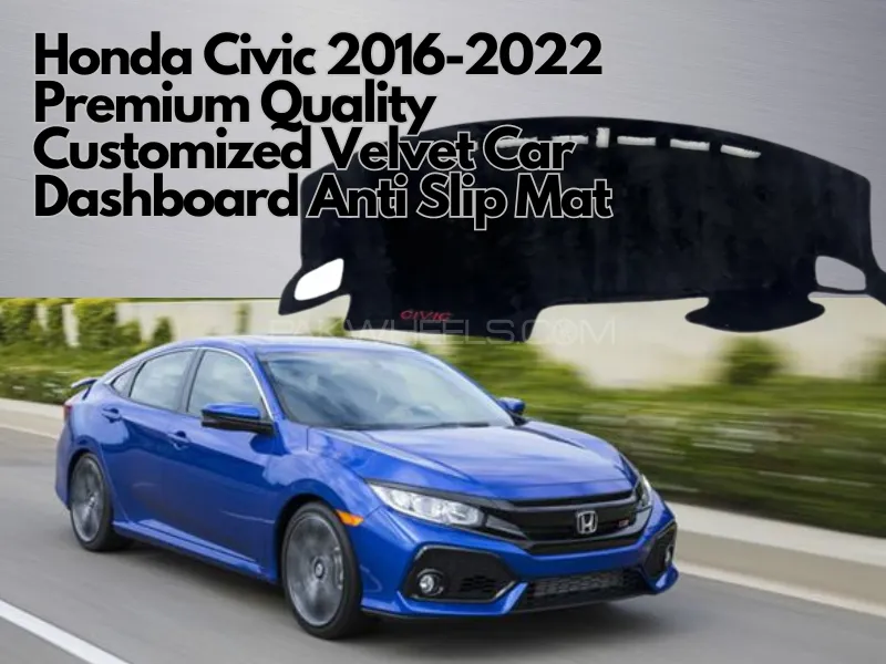 Honda Civic 2016-2022 Premium Quality Customized Velvet Car Dashboard Anti Slip Mat - Car Dashboard Image-1