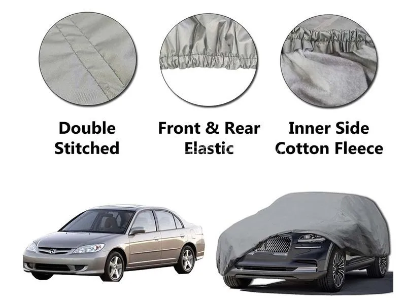 Honda Civic 2002-2006 PVC Cotton Double Stitched Car Top Cover Image-1