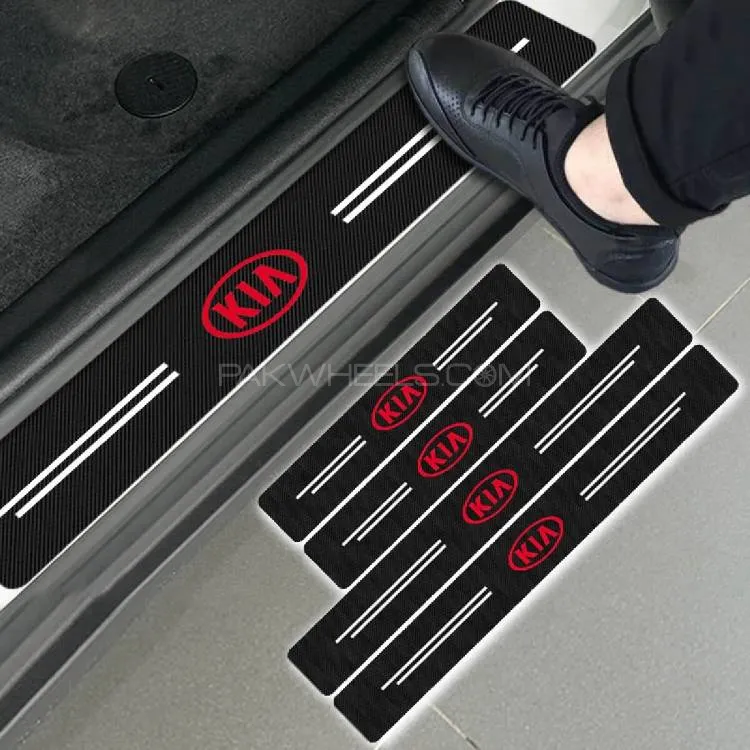 4 (PC) KIA  Car Waterproof Carbon Door Sill Protector MADE IN CHINA Image-1