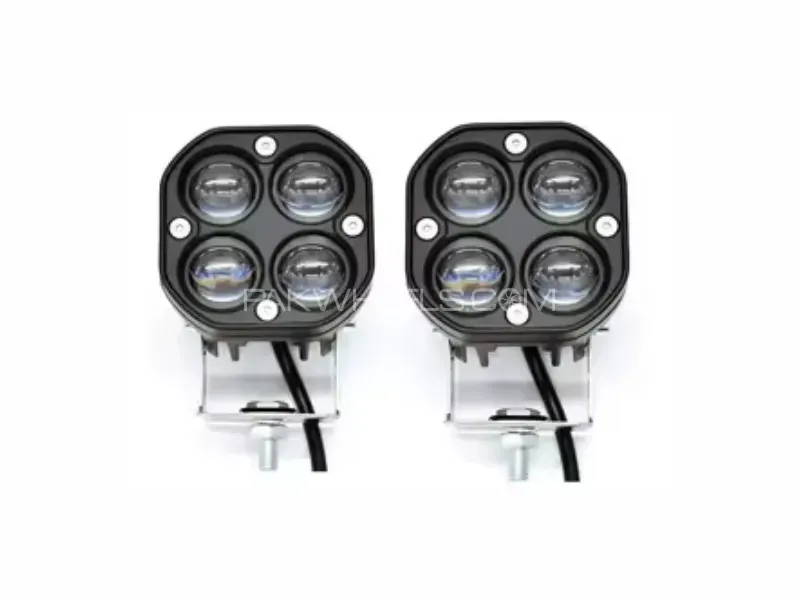 Dual-Color 4 Lens Projector LED Fog Lights (PAIR) – White/Yellow with Flasher Function Image-1