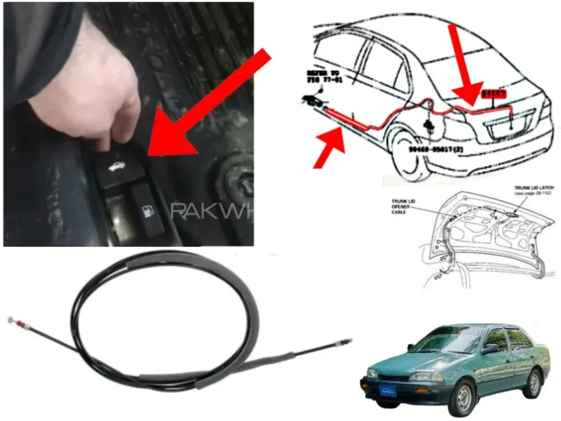 Suzuki Margalla 1992-1998 Trunk Release Cable - Diggi Cable Image-1