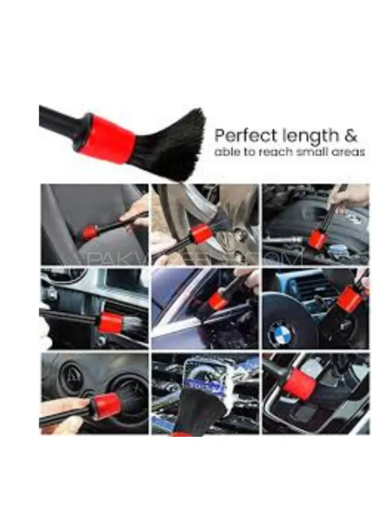 5 PCS Synthetic Hair Detail Brush Set For Car Cleaning | Car Detailing Brush Set Image-1