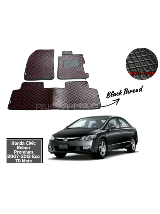 Honda Civic Rebon 2007-2012 7D Flat Eco Mats With Black Thread | Image-1