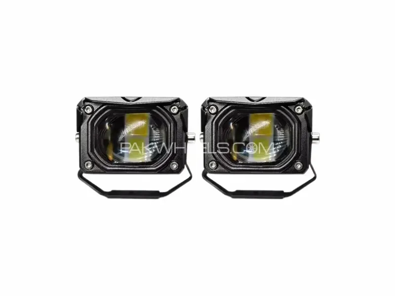 PAIR – Dual-Color LED Spotlights (White/Yellow) – Fog & Driving Lights for Bikes & Cars Image-1