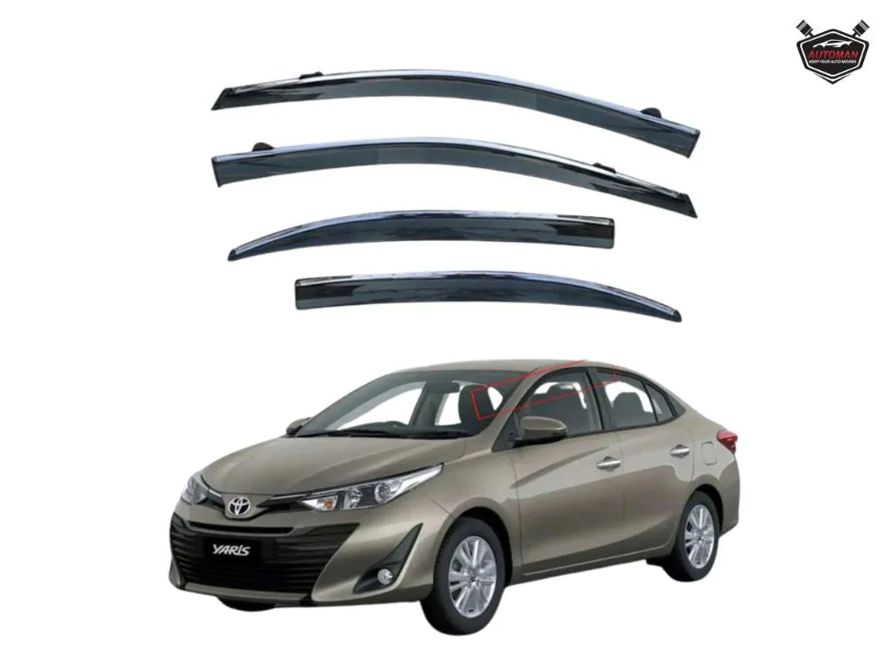 Premium Chrome Air Press + Sun Visor for Toyota Yaris – Sleek Look & UV Protection Image-1