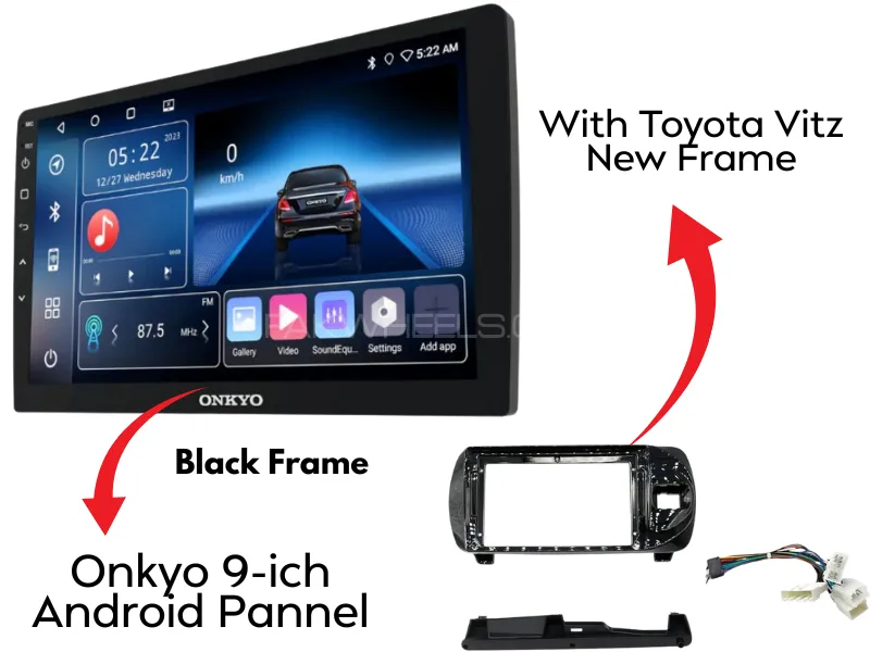 Toyota Vitz New Original Onkyo X-QD1120 Android Panel with Black Frame 9-Inch | 2+32GB | Image-1