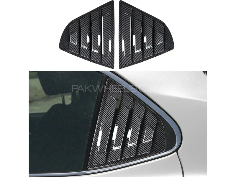 Honda City 2009–2021 Rear Quarter Glass Louver Covers – Carbon Fiber Look (2 Pcs Set) Image-1
