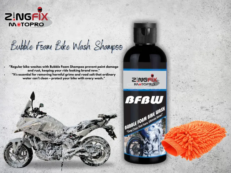Zingfix Bubble Foam Bike Wash Shampoo – 400ml with Wash Mitt Glove Image-1