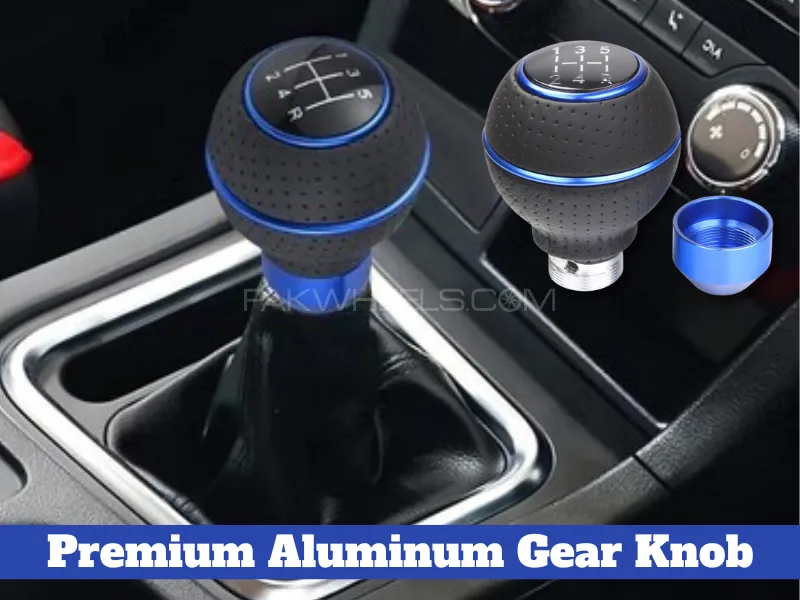 Premium Quality Car 5 Speed Manual Transmission Gear Shift Knob Momo Silicone-Black with Blue Color Image-1