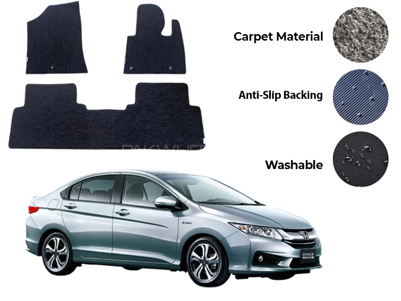 Honda Grace Hybrid Genuine Fitting Carpet Floor Mat 3PCS - Model 2014-2020 Image-1
