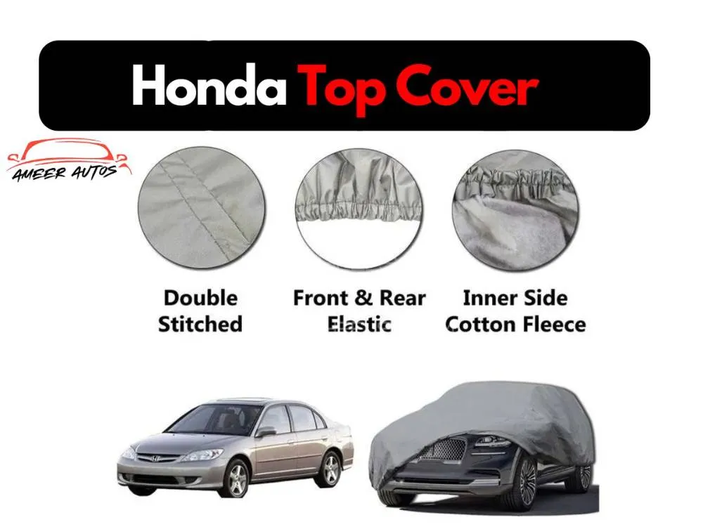 Honda Civic 2002-2006 PVC Cotton Double Stitched Car Top Cover Image-1